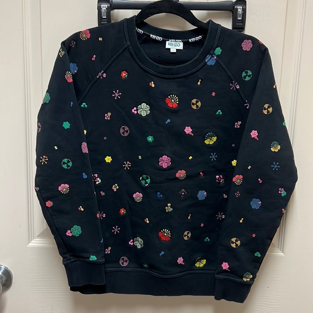 Kenzo Black Printed Crew Neck Sweatshirt